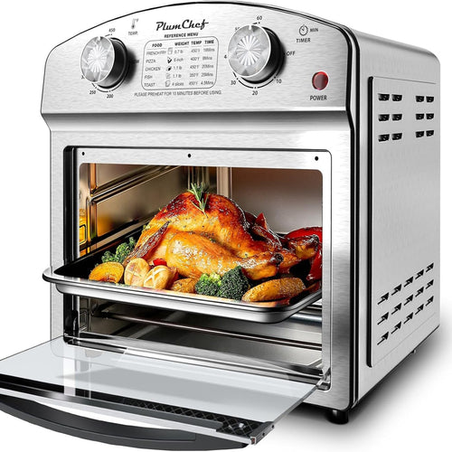CrispX Steel — 12.5 Qt Stainless Steel Air Fryer, 60-Min Timer