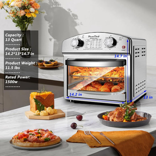 CrispX Steel — 12.5 Qt Stainless Steel Air Fryer, 60-Min Timer