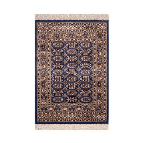 WovenNest Chiraz Navy — Non-Slip Silky Rug, Living Room Decor
