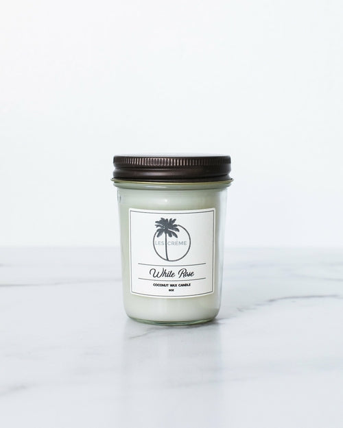 AuraNest Bloom — White Rose Coconut Wax Candle, Floral Scent