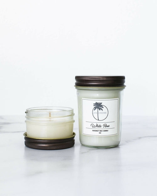 AuraNest Bloom — White Rose Coconut Wax Candle, Floral Scent