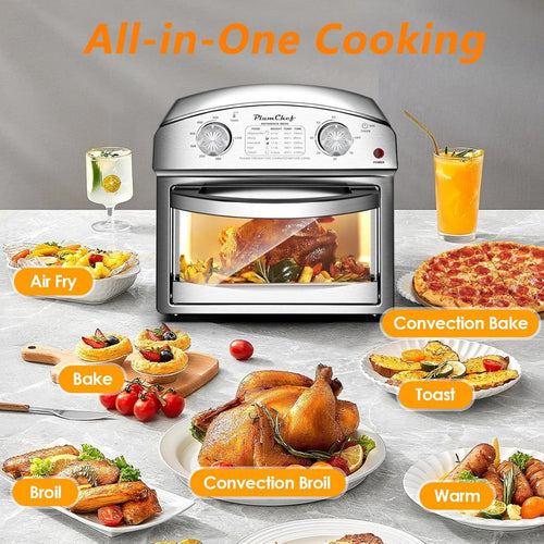 CrispX Steel — 12.5 Qt Stainless Steel Air Fryer, 60-Min Timer