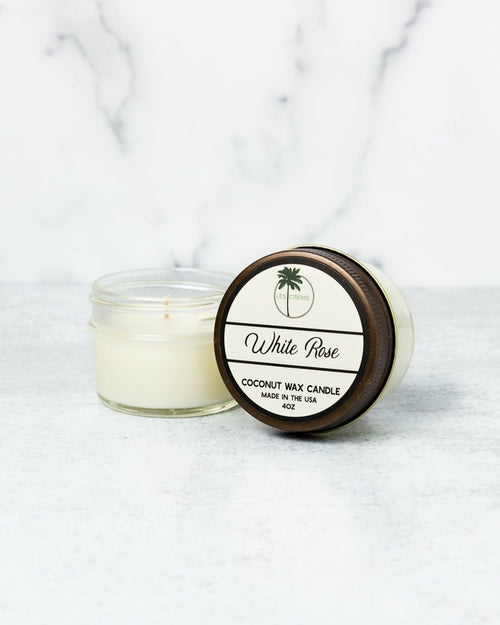 AuraNest Bloom — White Rose Coconut Wax Candle, Floral Scent